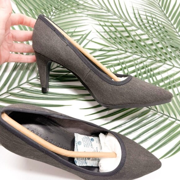Lori Goldstein Pumps Black Washed Linen LI YARROW  Size 5.5 Pointed Toe Heels - Picture 11 of 12